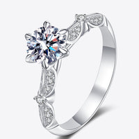 925 Sterling Silver Inlaid Moissanite 6-Prong Ring