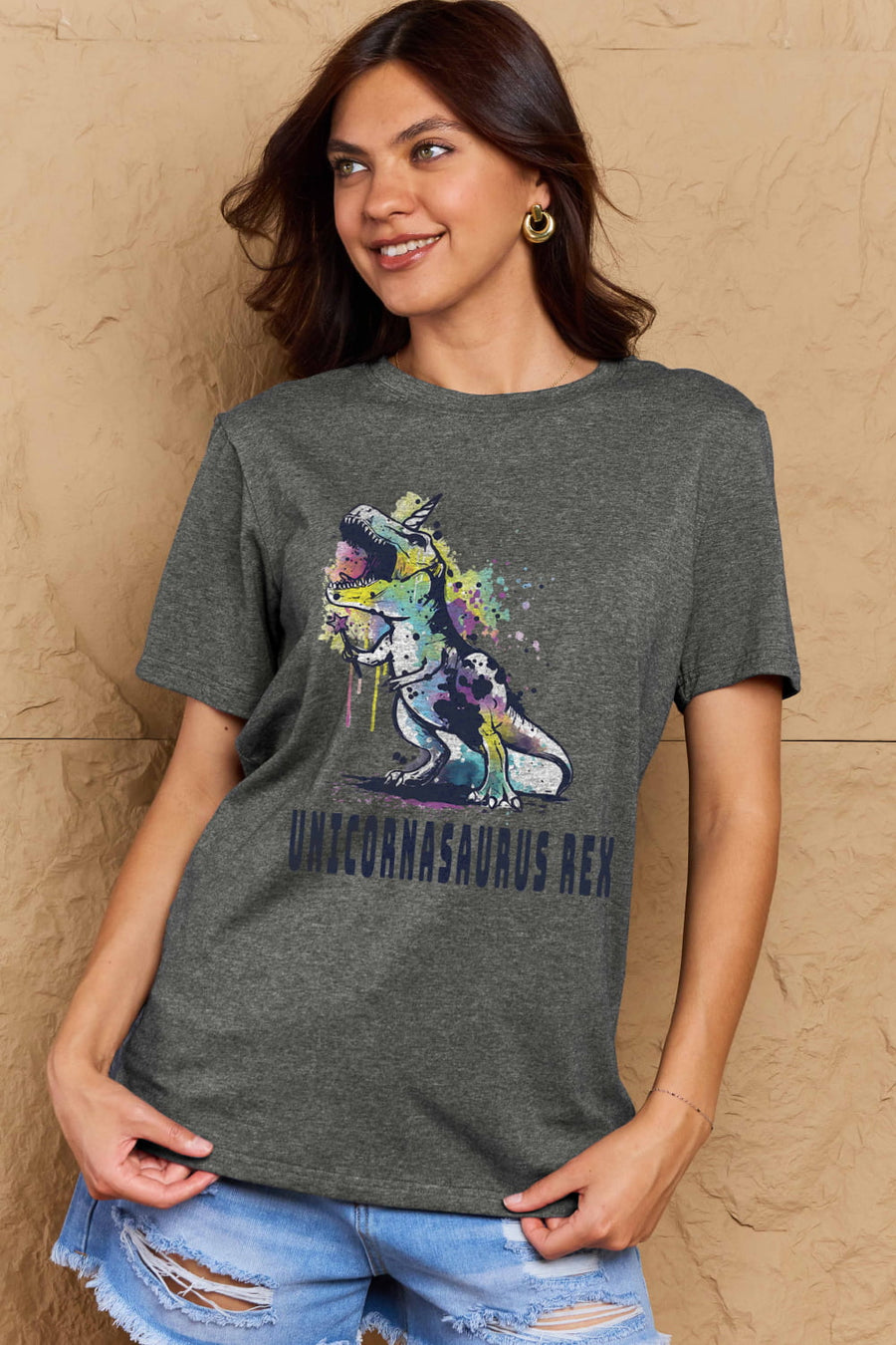 Simply Love Full Size Graphic UNICORNASAURUS REX Cotton Tee