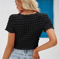 Round Neck Short Sleeve Crop Top