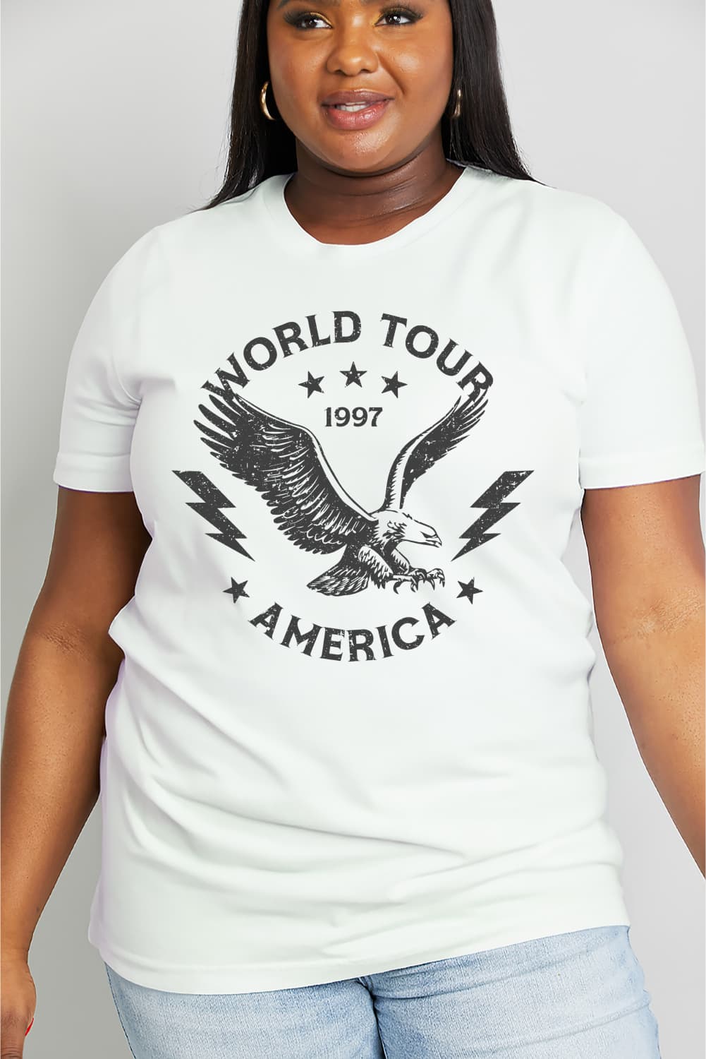 Simply Love Full Size WORLD TOUR 1997 AMERICA Graphic Cotton Tee