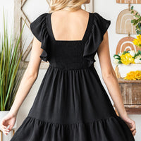 Ruffled V-Neck Mini Dress