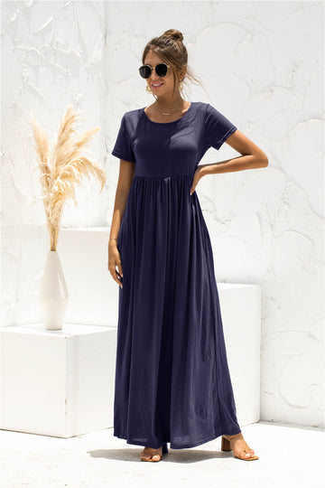 Short Sleeve Round Neck Maxi Dress