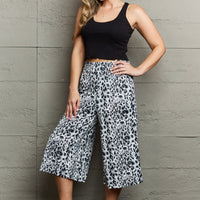 Ninexis Leopard High Waist Flowy Wide Leg Pants with Pockets