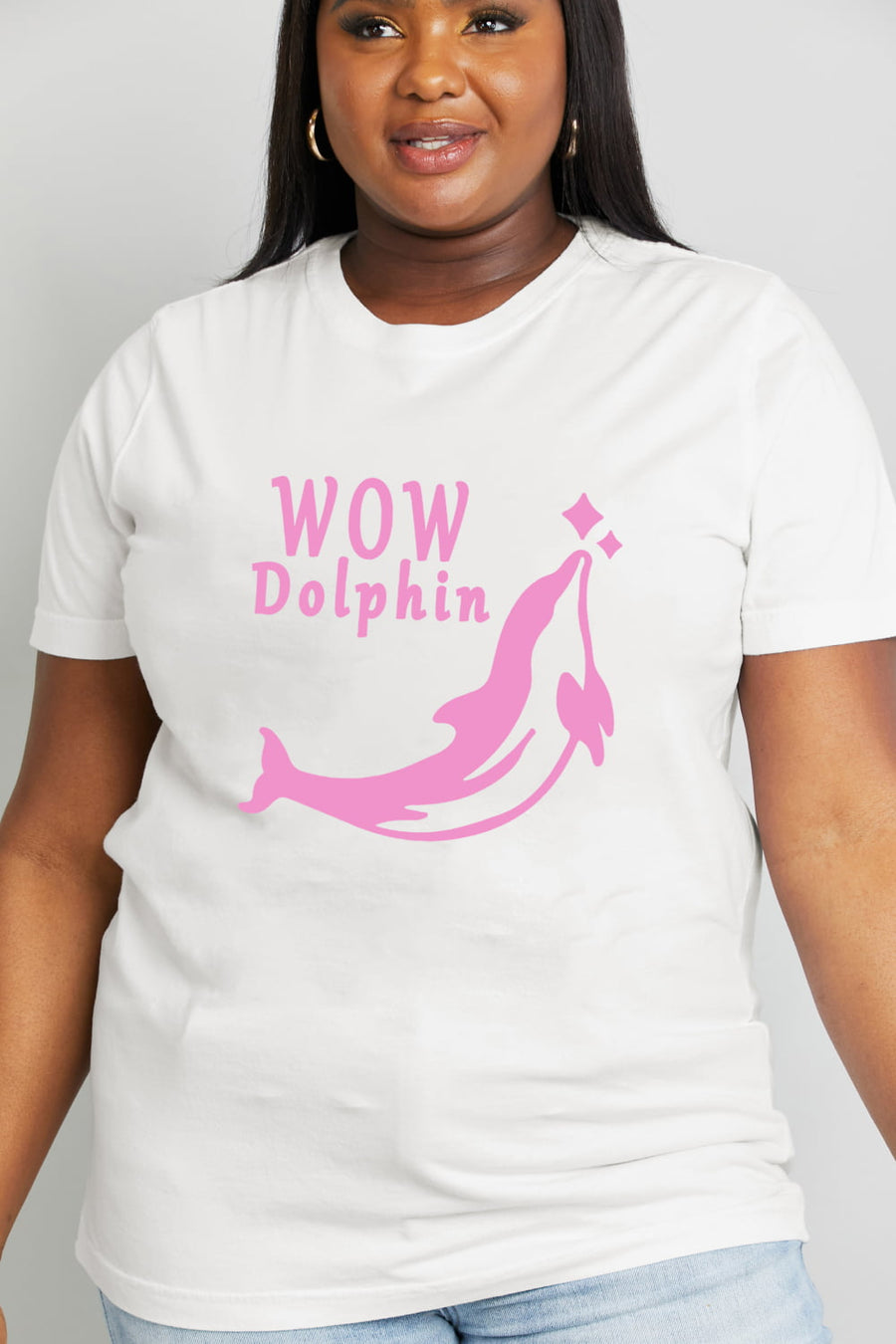 Simply Love Full Size WOW DOLPHIN Graphic Cotton Tee