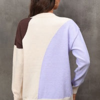 Color Block Ribbed Cuff Drop Shoulder Sweater