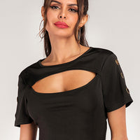 Cutout Grommet Detail Cropped Tee