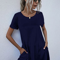 Round Neck Short Sleeve Mini Dress