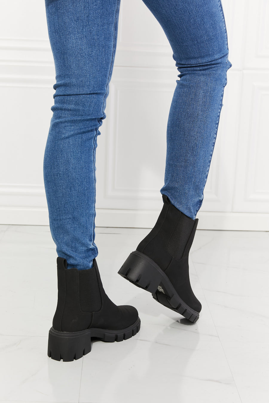 MMShoes Work For It Matte Lug Sole Chelsea Boots in Black