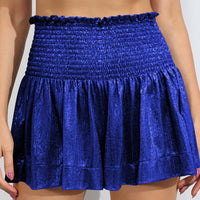 Glitter Smocked High-Waist Shorts