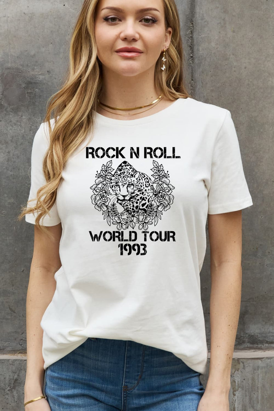 Simply Love Full Size ROCK N ROLL WORLD TOUR 1993 Graphic Cotton Tee