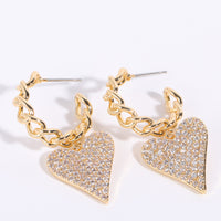 Zircon Decor Heart C-Hoop Drop Earrings