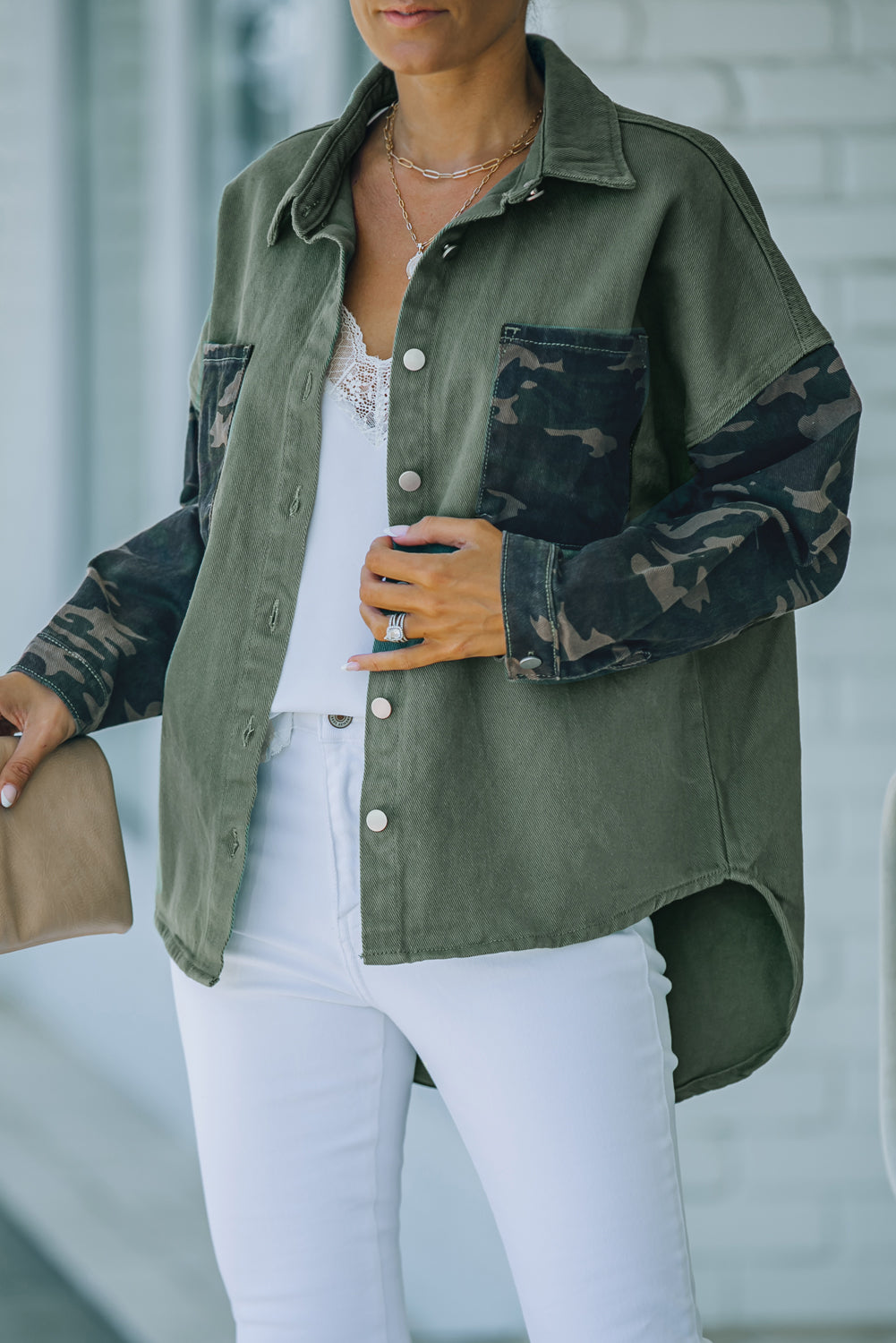 Camouflage Curved Hem Jacket