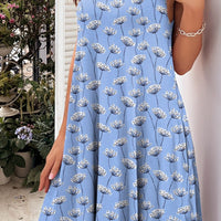 Printed Round Neck Sleeveless Dress