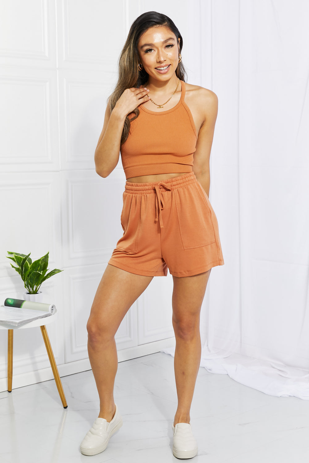 Zenana Soak Up The Sun Ribbed Seamless Crop Cami Top