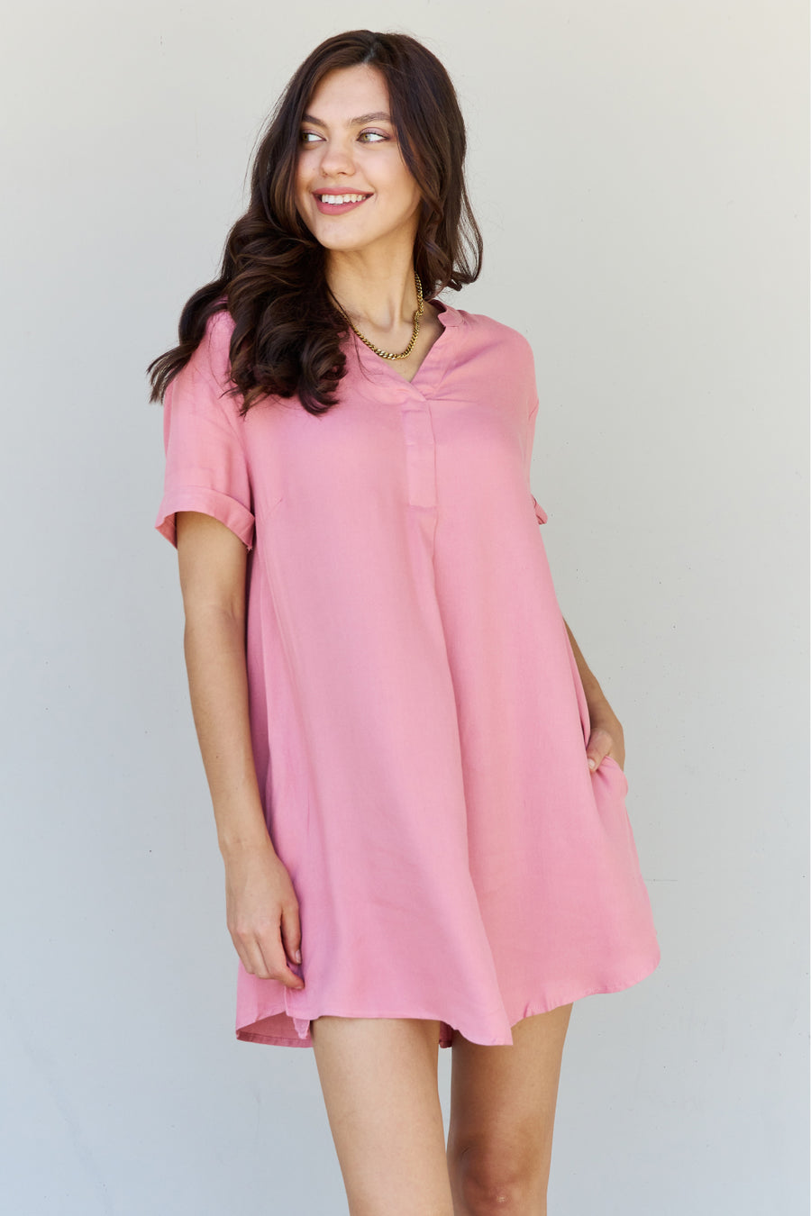 HEYSON As It Should Be Lightweight Woven Shift Mini Dress