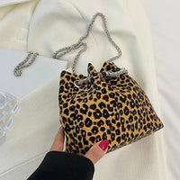 Animal Print Nylon Bucket Bag