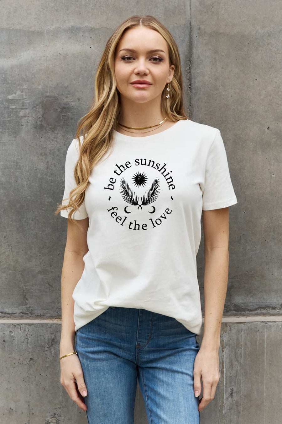 Simply Love Full Size BE THE SUNSHINE FEEL THE LOVE Graphic Cotton Tee