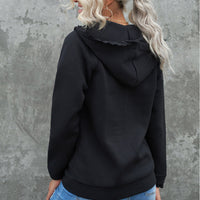 Lace Trim Zip-Up Hooded Jacket