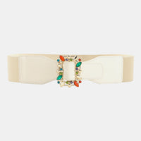 Multicolored Leaf Buckle Elastic Belt