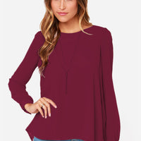 Full Size Round Neck Back Pleated Blouse