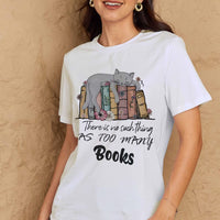 Simply Love Full Size Cat & Books Graphic Cotton Tee