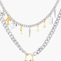 5-Piece Wholesale Lock Pendant Double-Layered Necklace