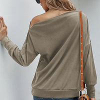 Zipper Detail Boat Neck Dropped Shoulder Sweatshirt