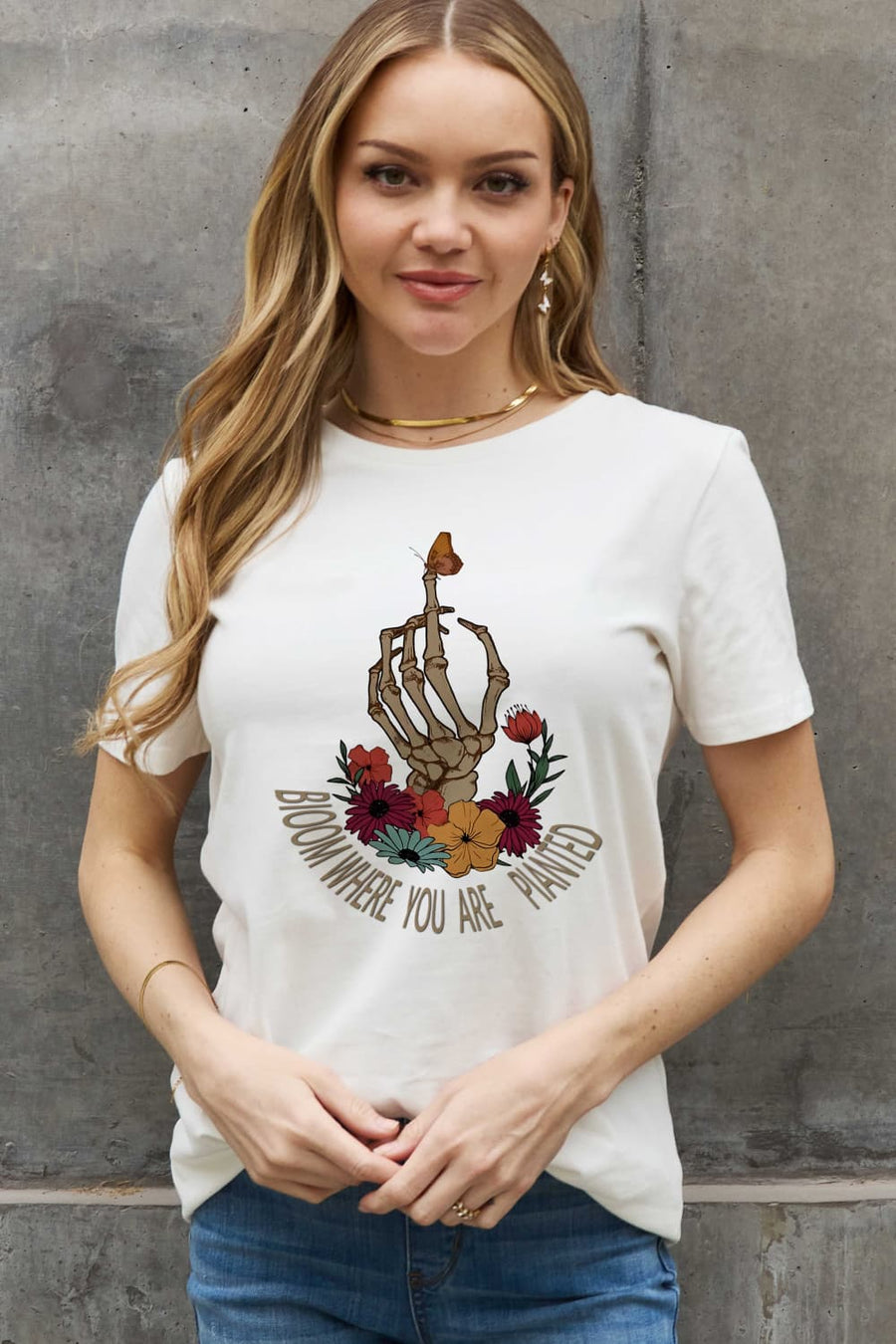 Simply Love Full Size BLOOM WHERE YOU ARE PLANTED Graphic Cotton Tee