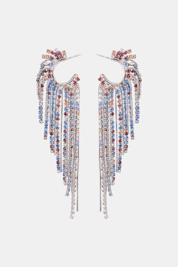 Fringed Rhinestone Zinc Alloy Dangle Earrings