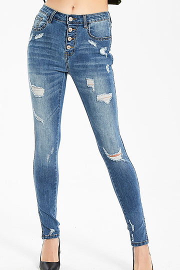 Full Size Button-Fly Slit Jeans