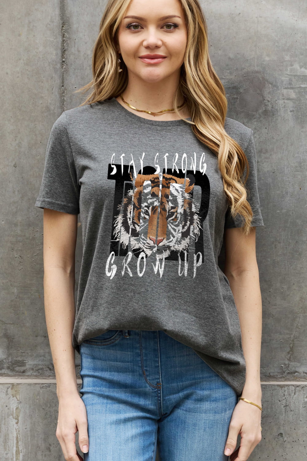 Simply Love Full Size STAY STRONG GROW UP Graphic Cotton Tee