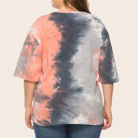 Plus Size Tie-Dye Half Sleeve Tee Shirt