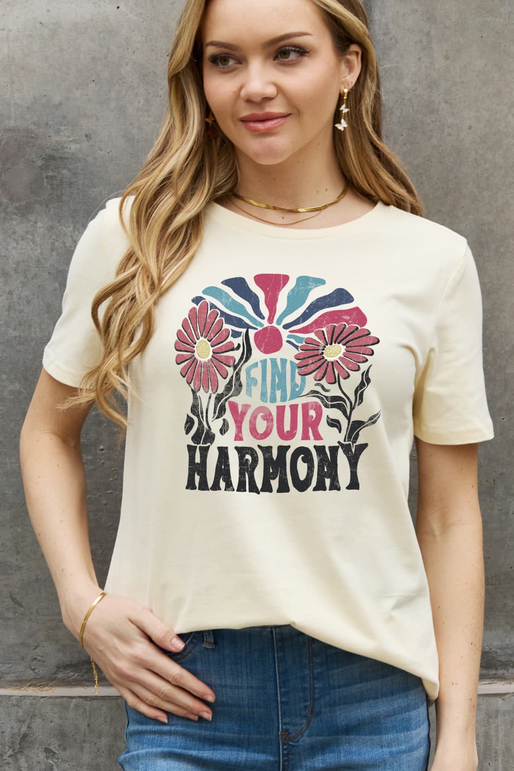 Simply Love Full Size FIND YOUR HARMONY Graphic Cotton Tee