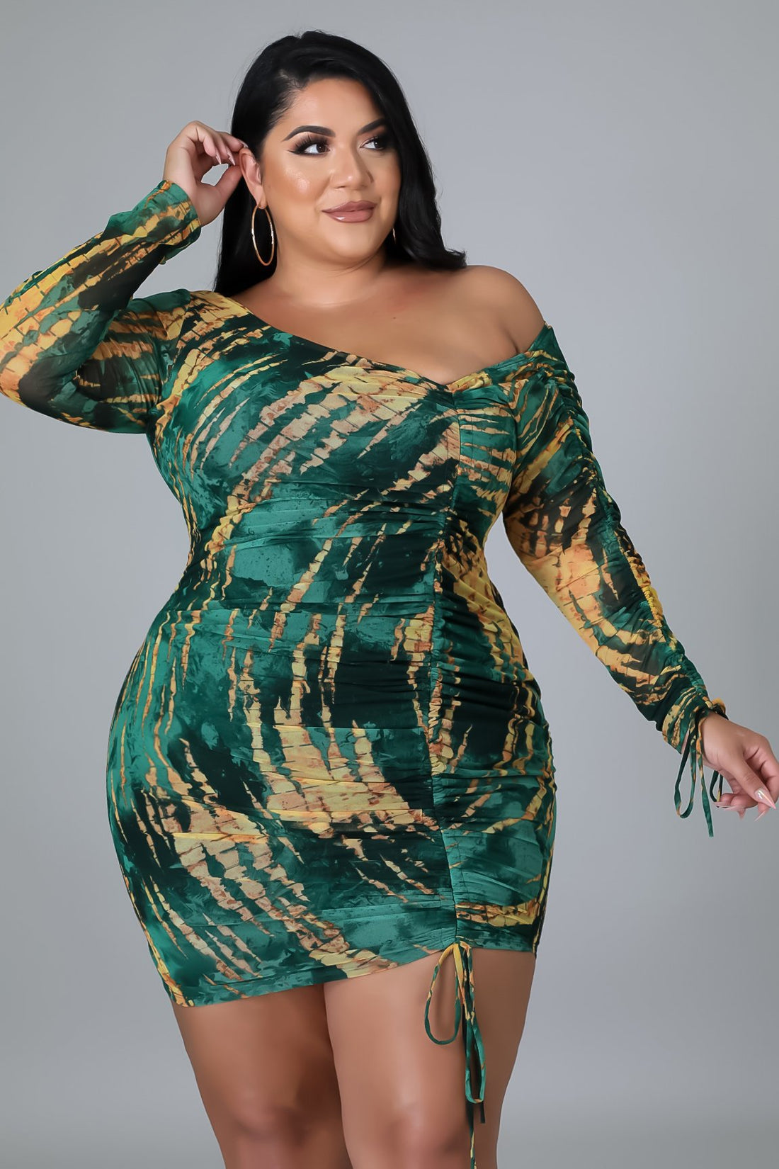 Plus Size-Printed Shoulder Strap Sheath Dress