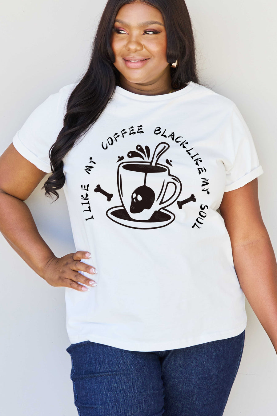 Simply Love Full Size I LIKE MY COFFEE BLACK LIKE MY SOUL Graphic Cotton Tee