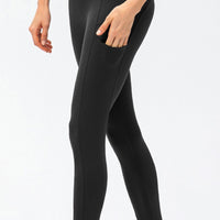 Full Size Slim Fit High Waist Long Sports Pants with Pockets