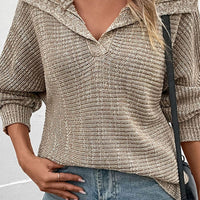 Heathered Horizontal-Ribbing Pullover Sweater