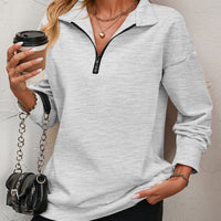 Zip-Up Dropped Shoulder Sweatshirt