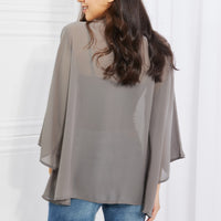 Melody Just Breathe Full Size Chiffon Kimono in Grey