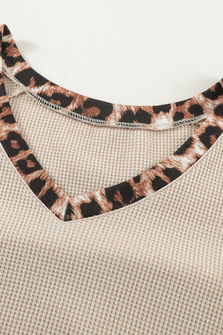 Plus Size Leopard Waffle-Knit Raglan Sleeve Top