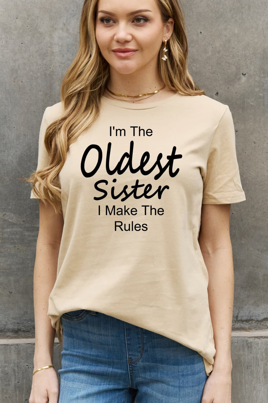 Simply Love Full Size I’M THE OLDEST SISTER I MAKE THE RULES Graphic Cotton Tee