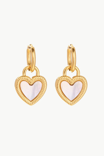 Jewelry-Inlaid Shell Heart Drop Earrings