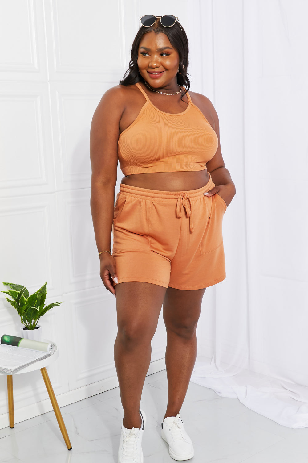 Zenana Soak Up The Sun Ribbed Seamless Crop Cami Top