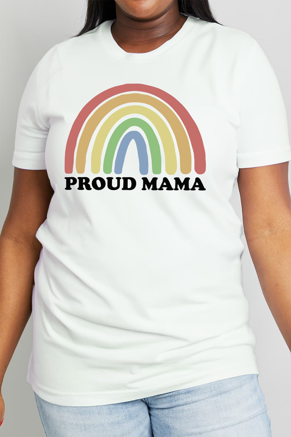 Simply Love Full Size PROUD MAMA Rainbow Graphic Cotton Tee