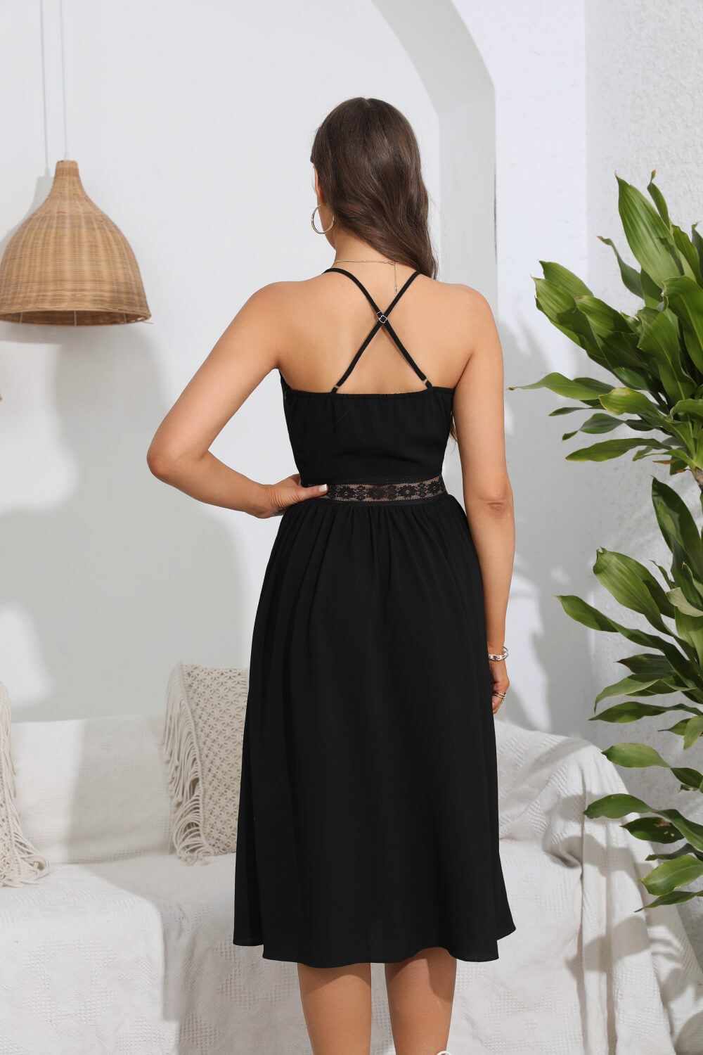 Crisscross Back Split Dress