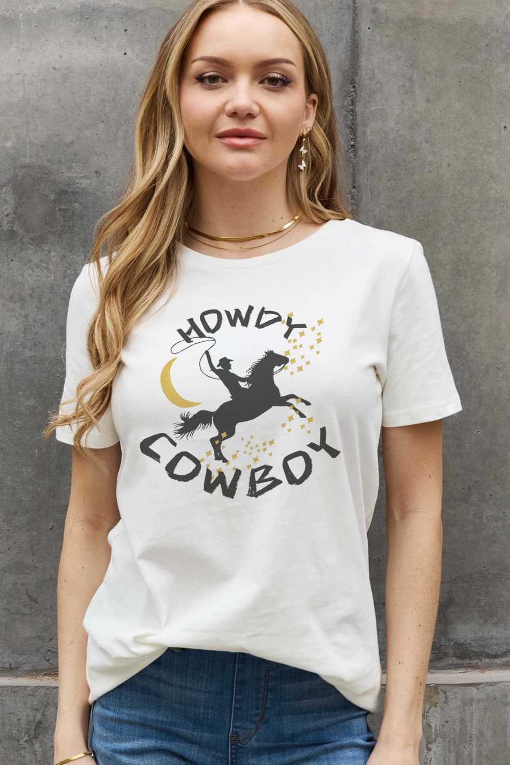 Simply Love Full Size HOWDY COWBOY Graphic Cotton Tee