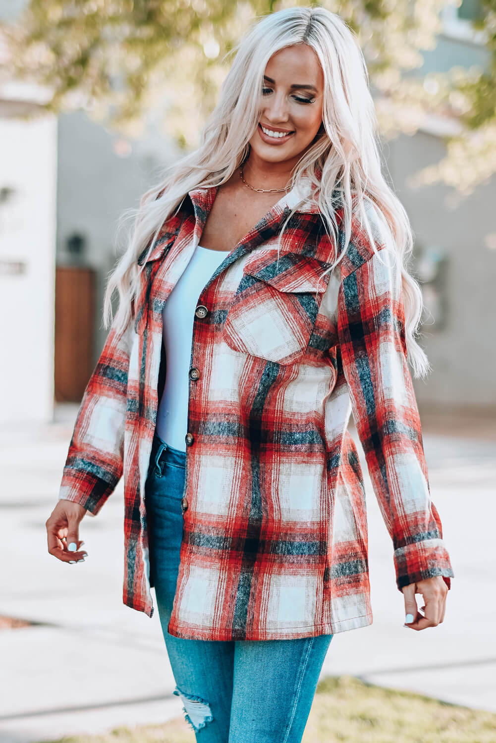 Plaid Button Up Shacket