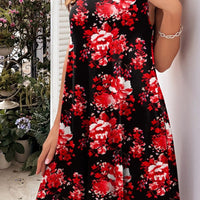 Printed Round Neck Sleeveless Dress