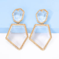 Geometrical Shape Zinc Alloy Frame Resin Dangle Earrings