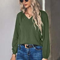 Gathered Detail Tie-Neck Blouse